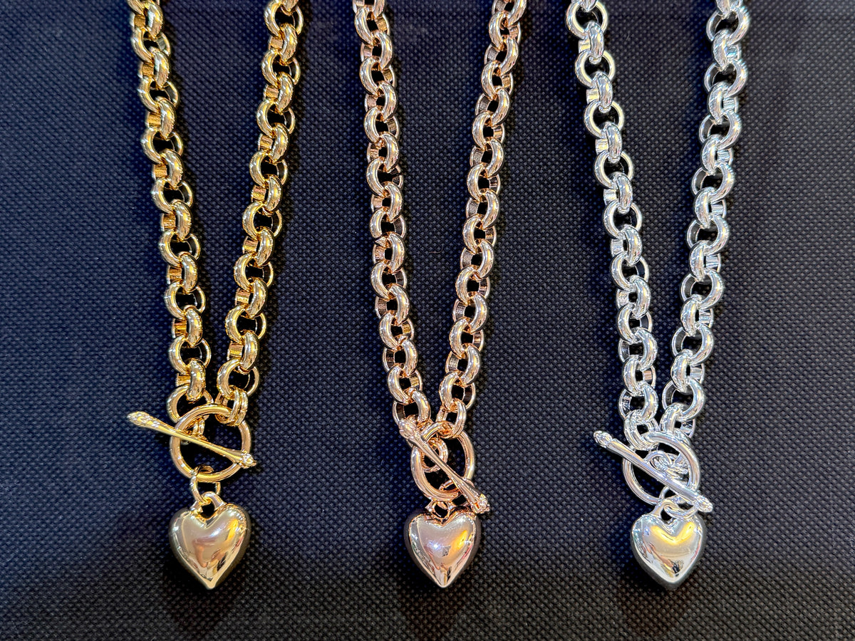 Rolo Bracelet with Heart Pendant