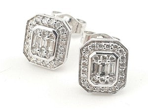 Silver White Zirconia Cushion Cut Stud Earrings