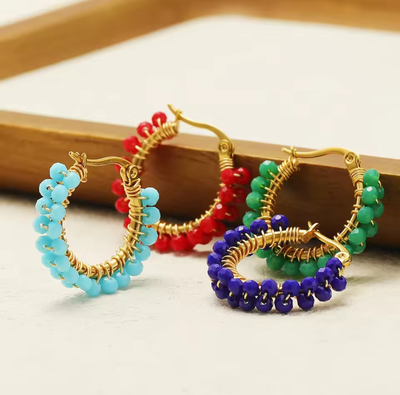 Natural Stone Hoop Earring Sm