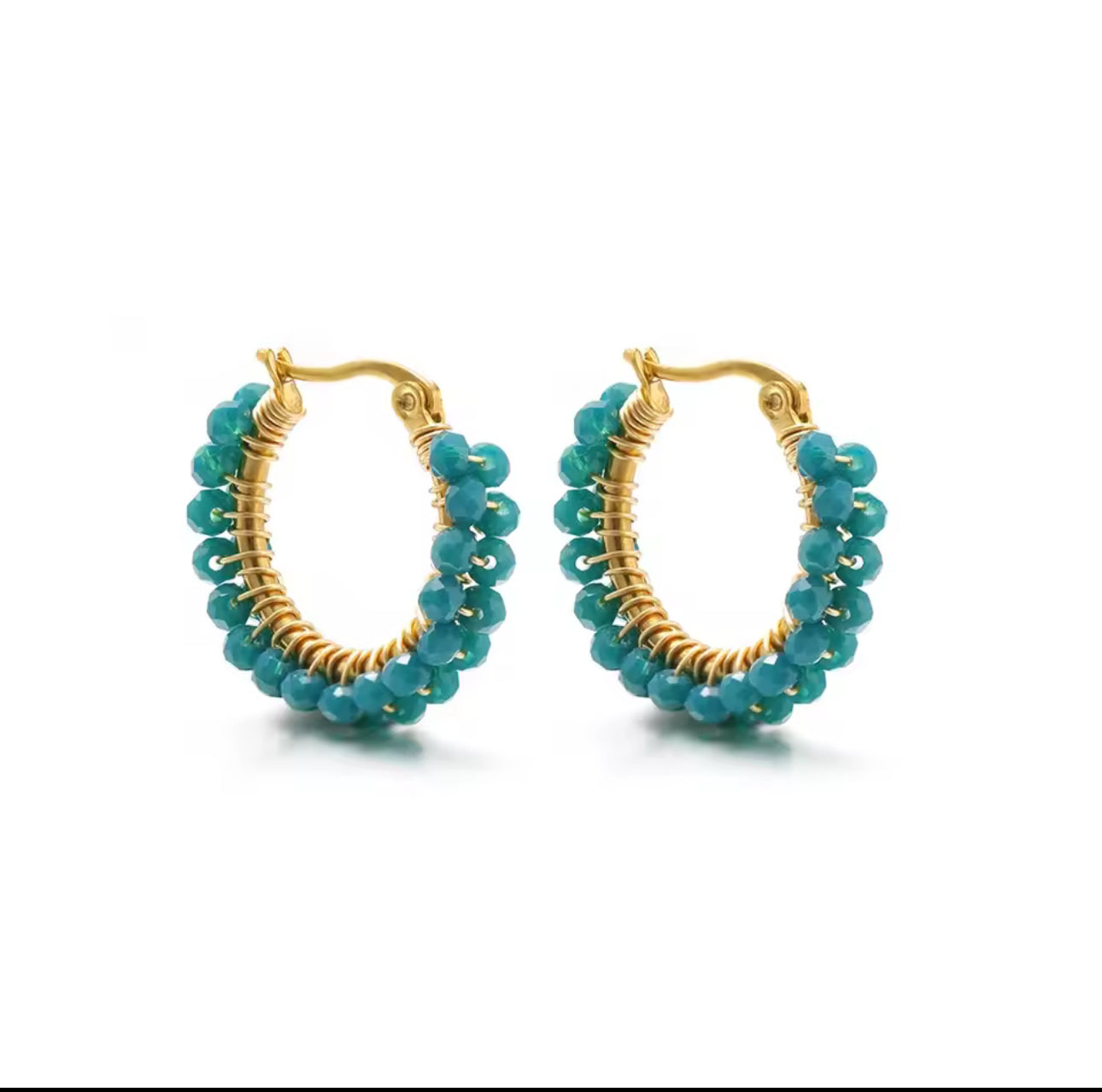Natural Stone Hoop Earring Sm
