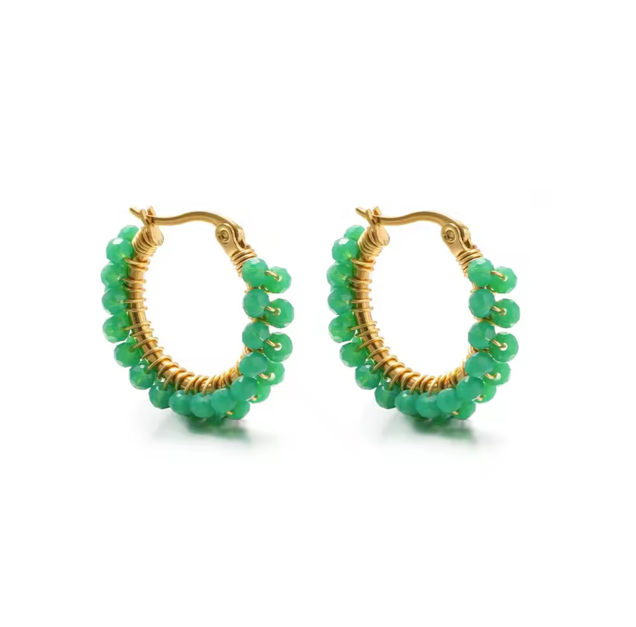 Natural Stone Hoop Earring Sm