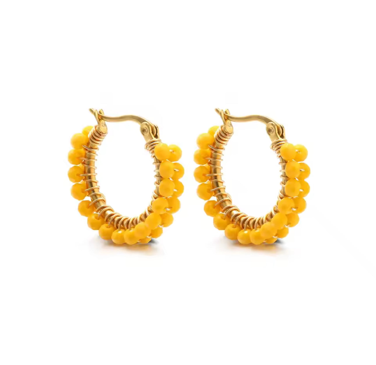 Natural Stone Hoop Earring Sm