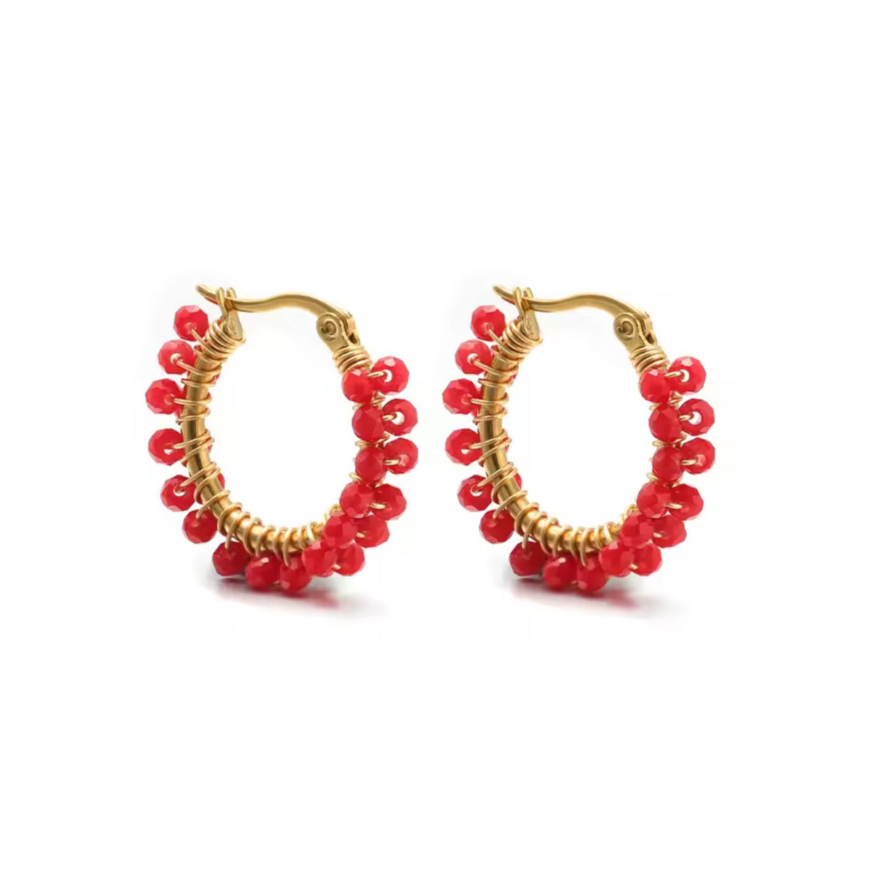 Natural Stone Hoop Earring Sm