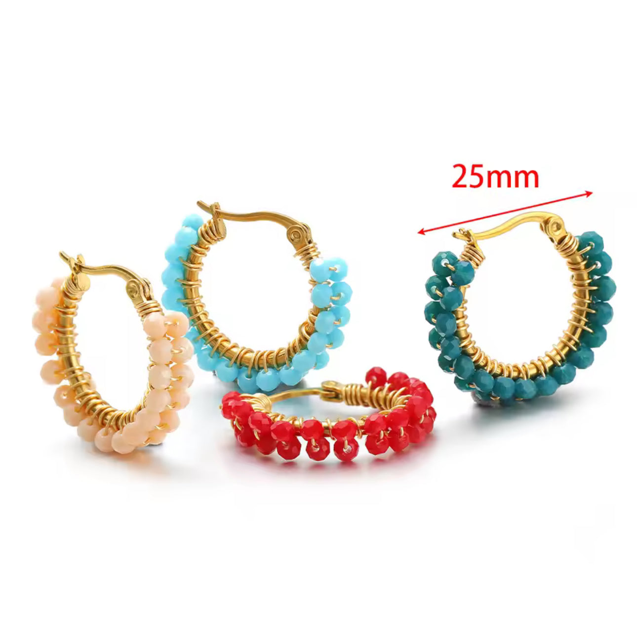 Natural Stone Hoop Earring Sm
