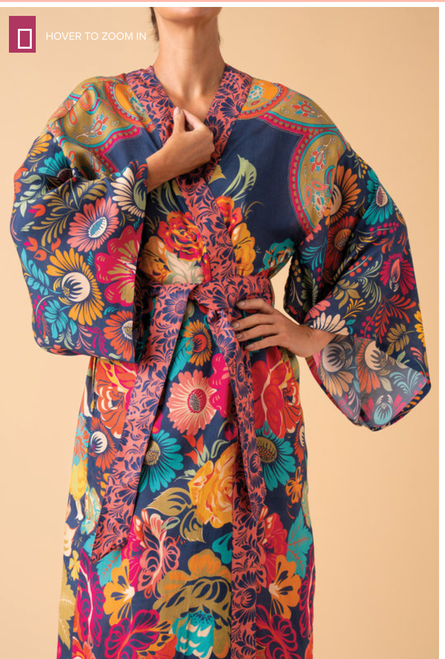 Powder Kimono Gown in Ink