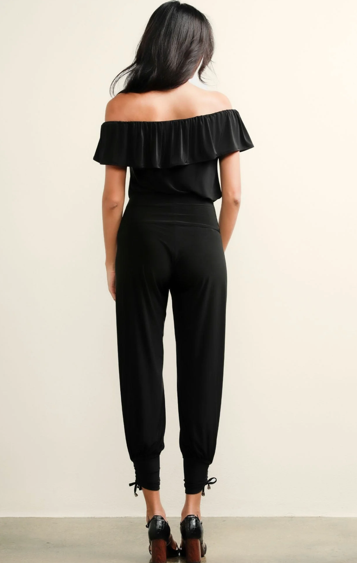 Off Shoulder Frill Top- Black Sz 10