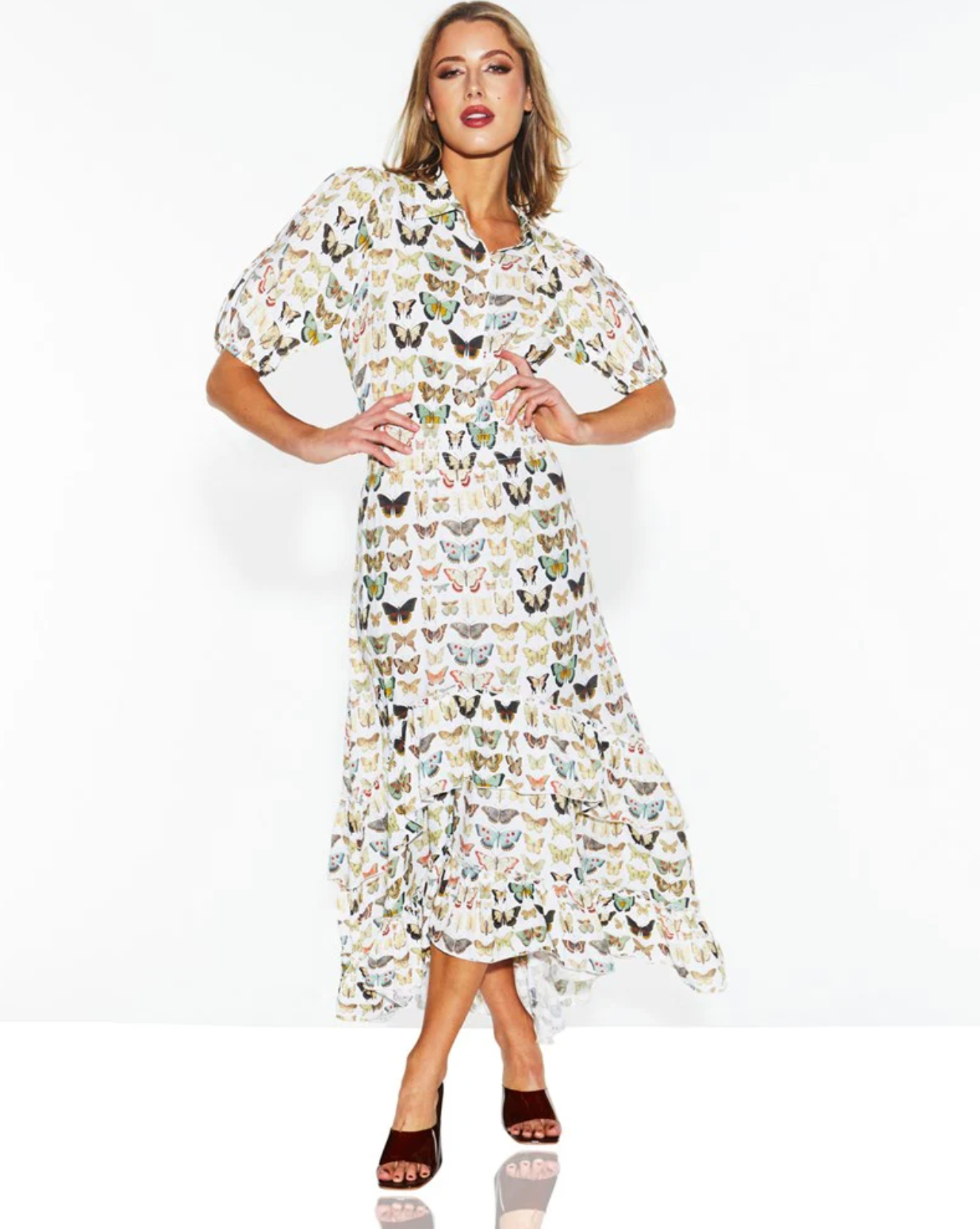 Taking Flight Shirt Dress - White