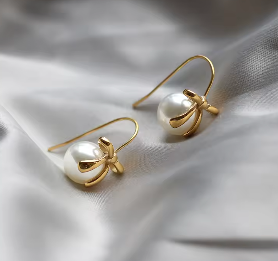 Pearl and Bow Earrings