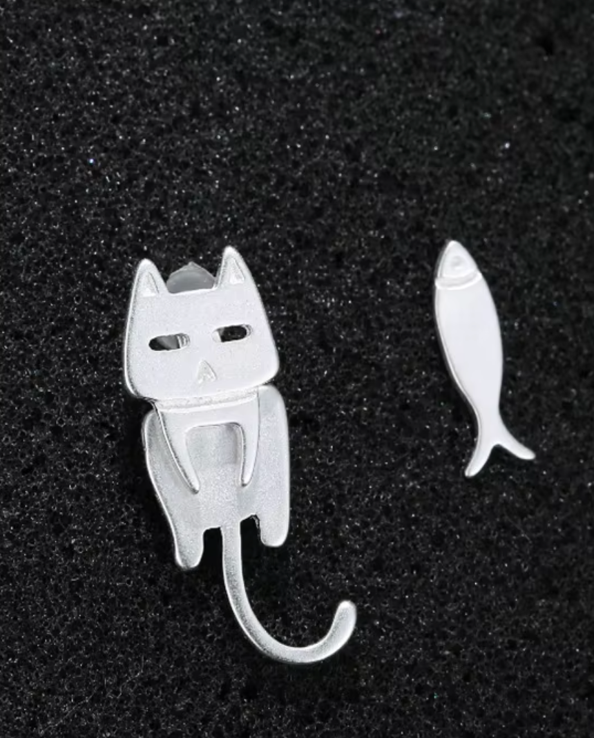 Sterling Silver Cat Fish Earring
