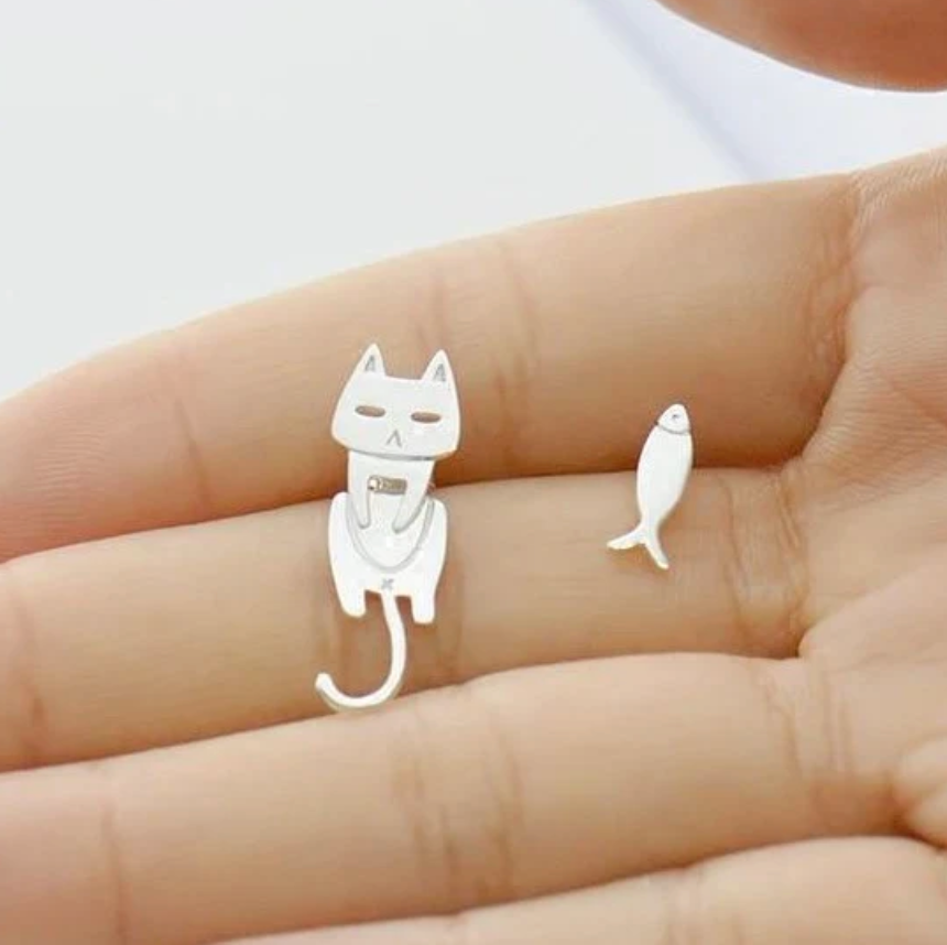 Sterling Silver Cat Fish Earring