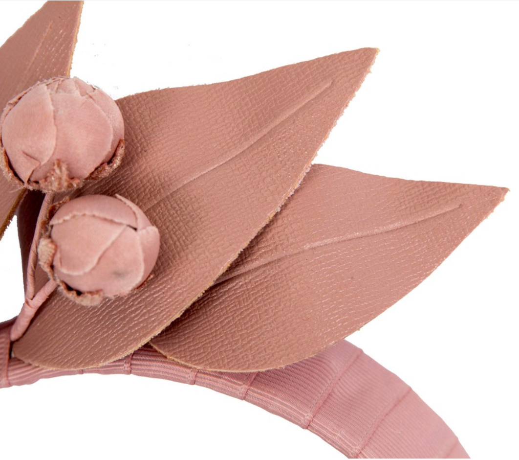 Taupe Leather Racing Fascinator