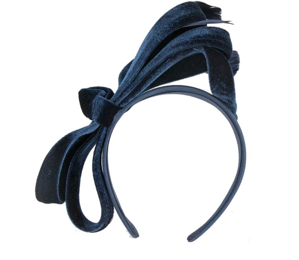 Navy Velvet Bow Fascinator