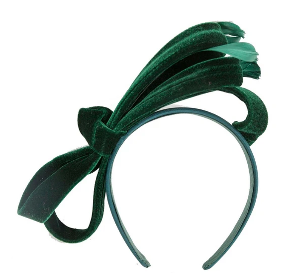 Green Velvet Bow Fascinator