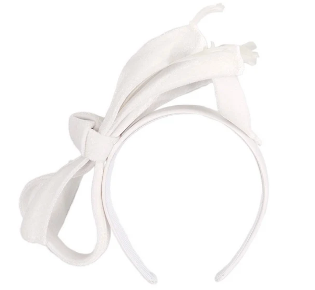 White Velvet Bow Fascinator