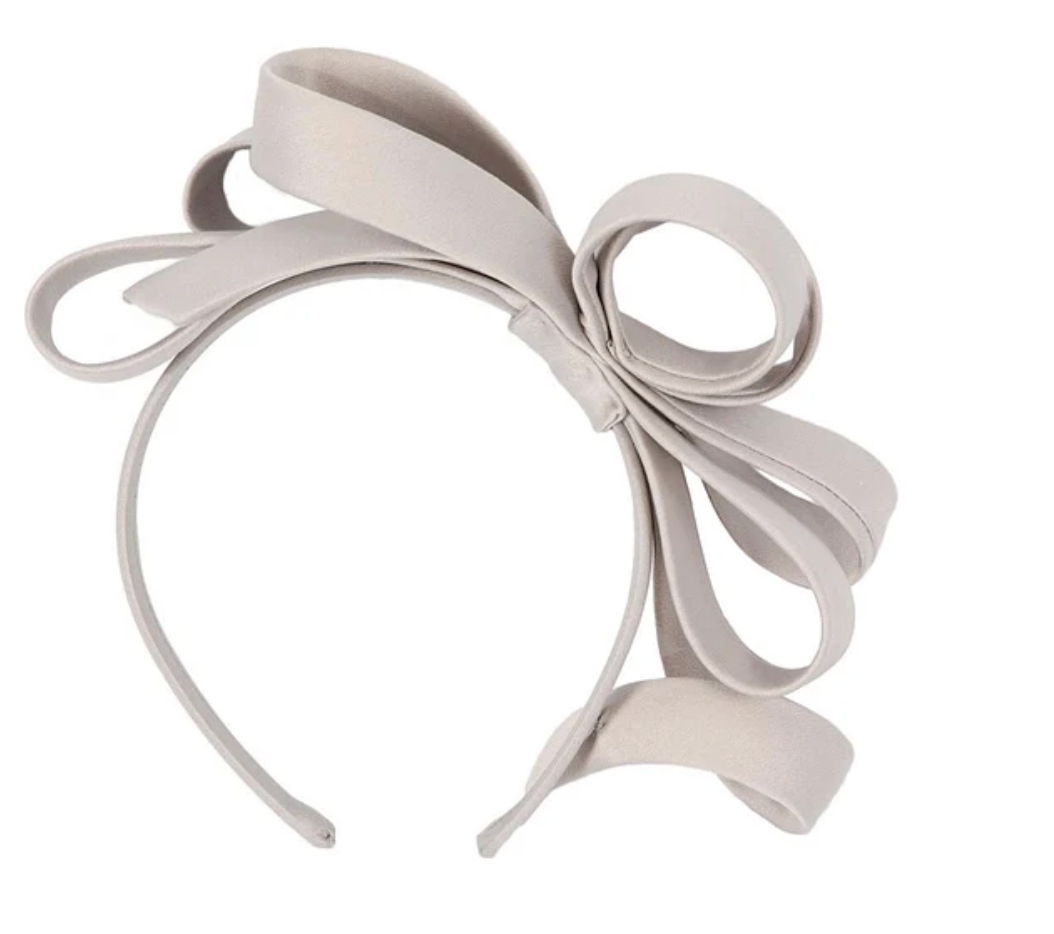 Silver Satin Bow Fascinator