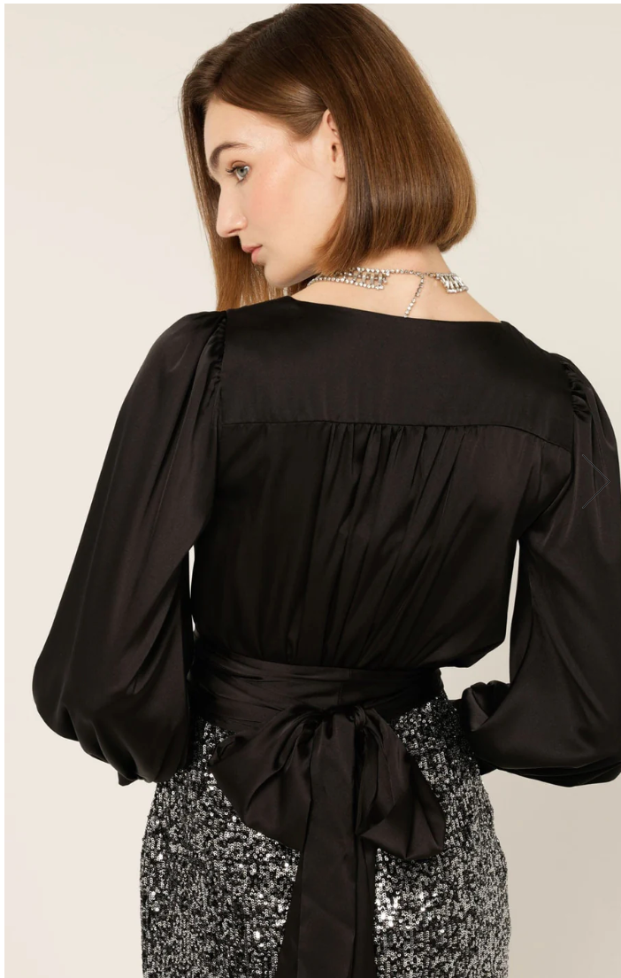 Satin Faux Wrap Top