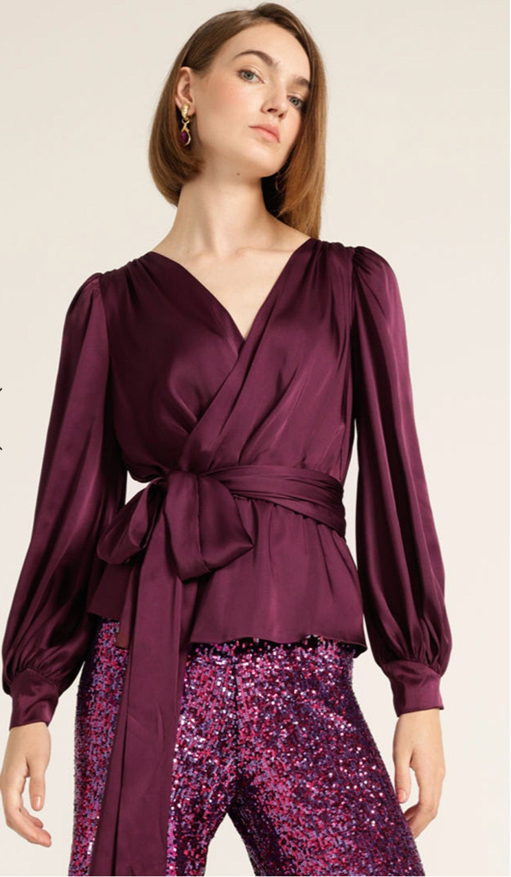 Satin Faux Wrap Cherry
