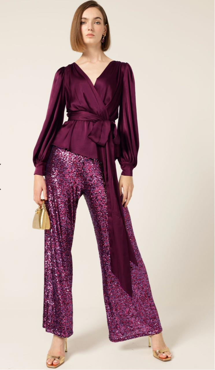 Satin Faux Wrap Cherry