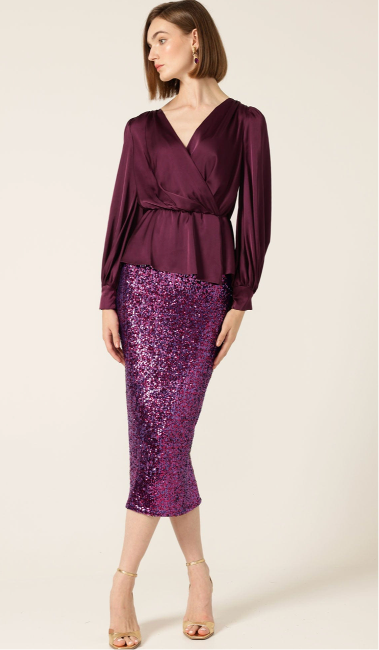 Satin Faux Wrap Cherry