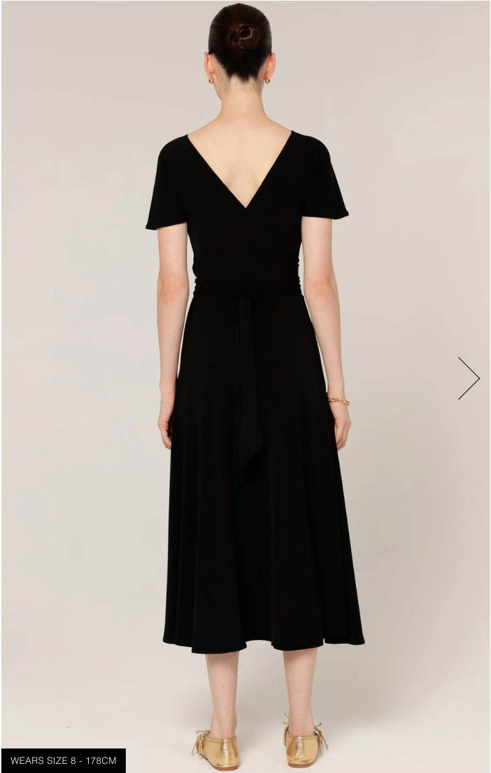 Flute Sleeve Reverse Wrap Dress