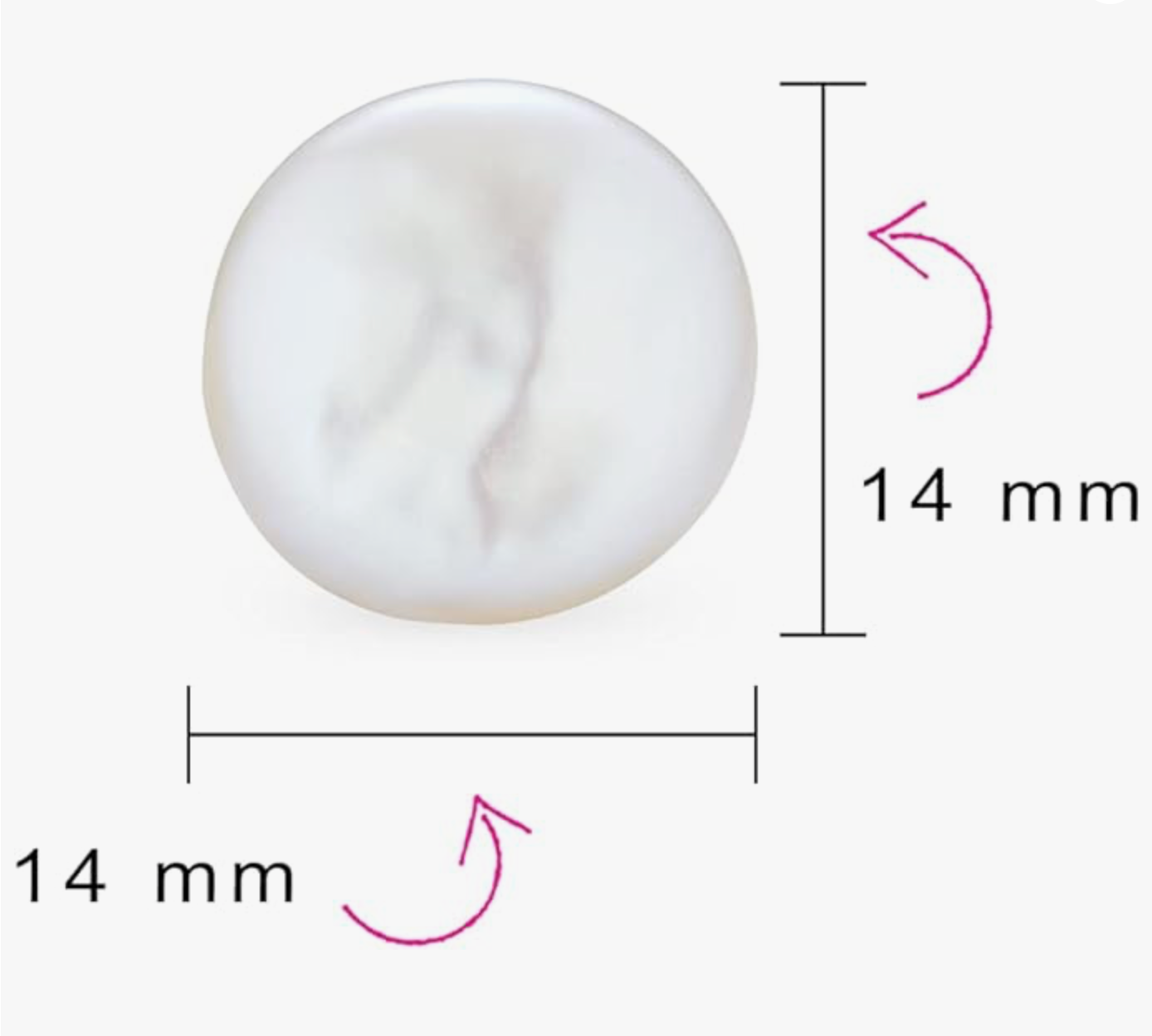 FRESHWATER CULTURED BUTTON PEARL STUDS 14mm