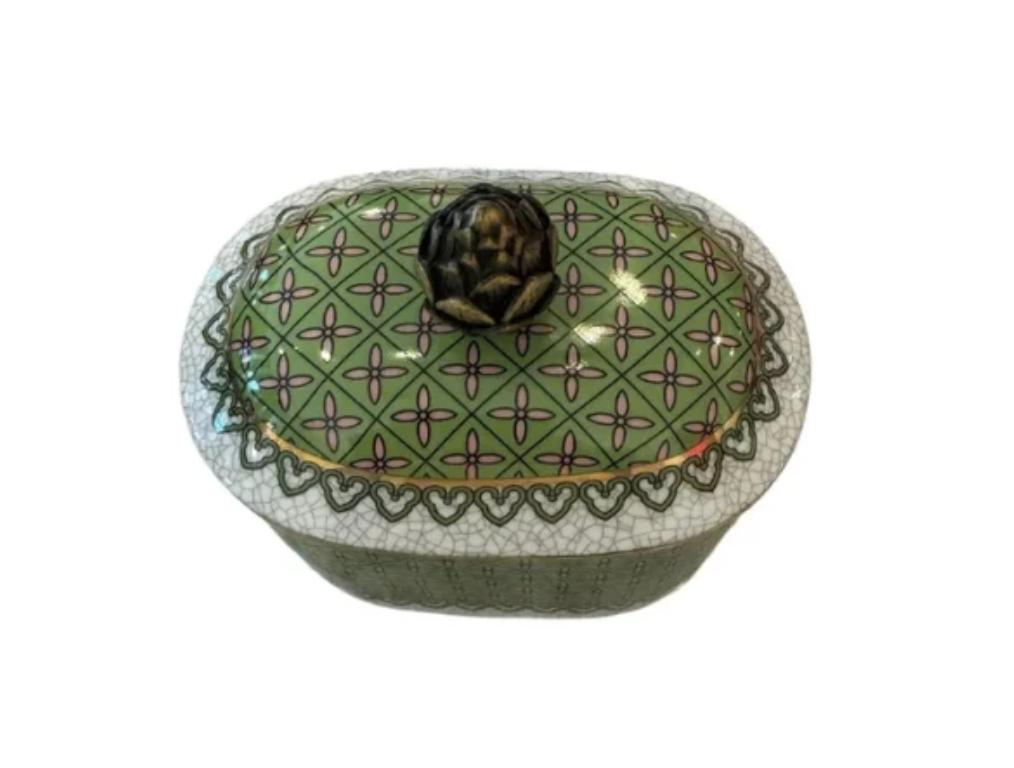 Artichaut Trinket Dish W Brass Motif