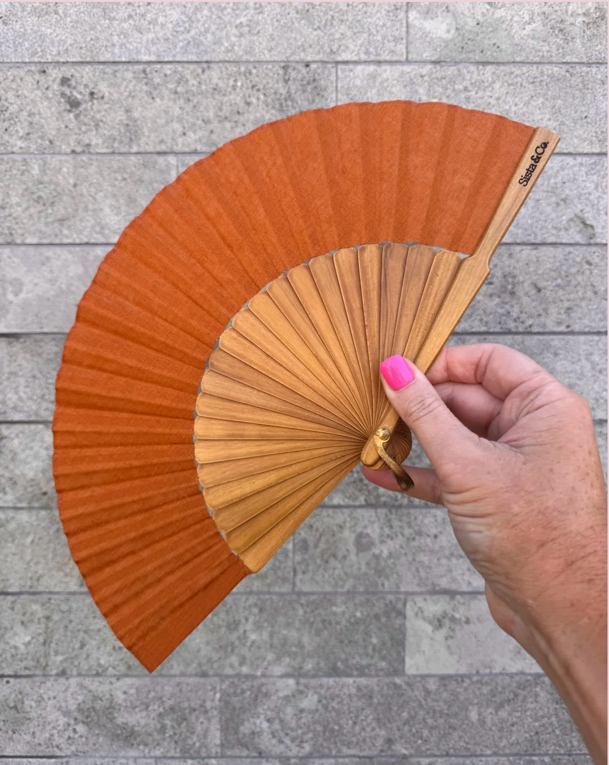 Rust Linen Mini Fan