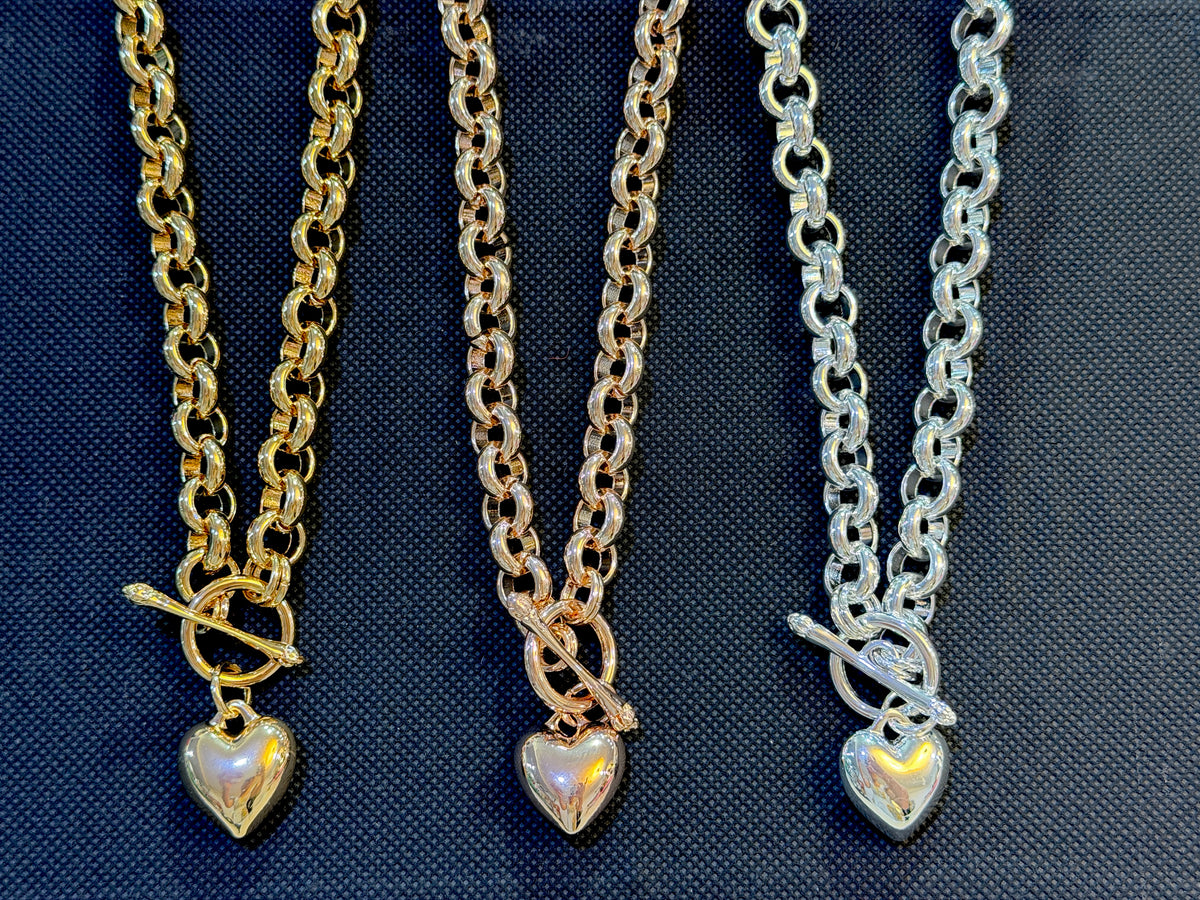 Rolo Belcher with Heart Pendant Necklace