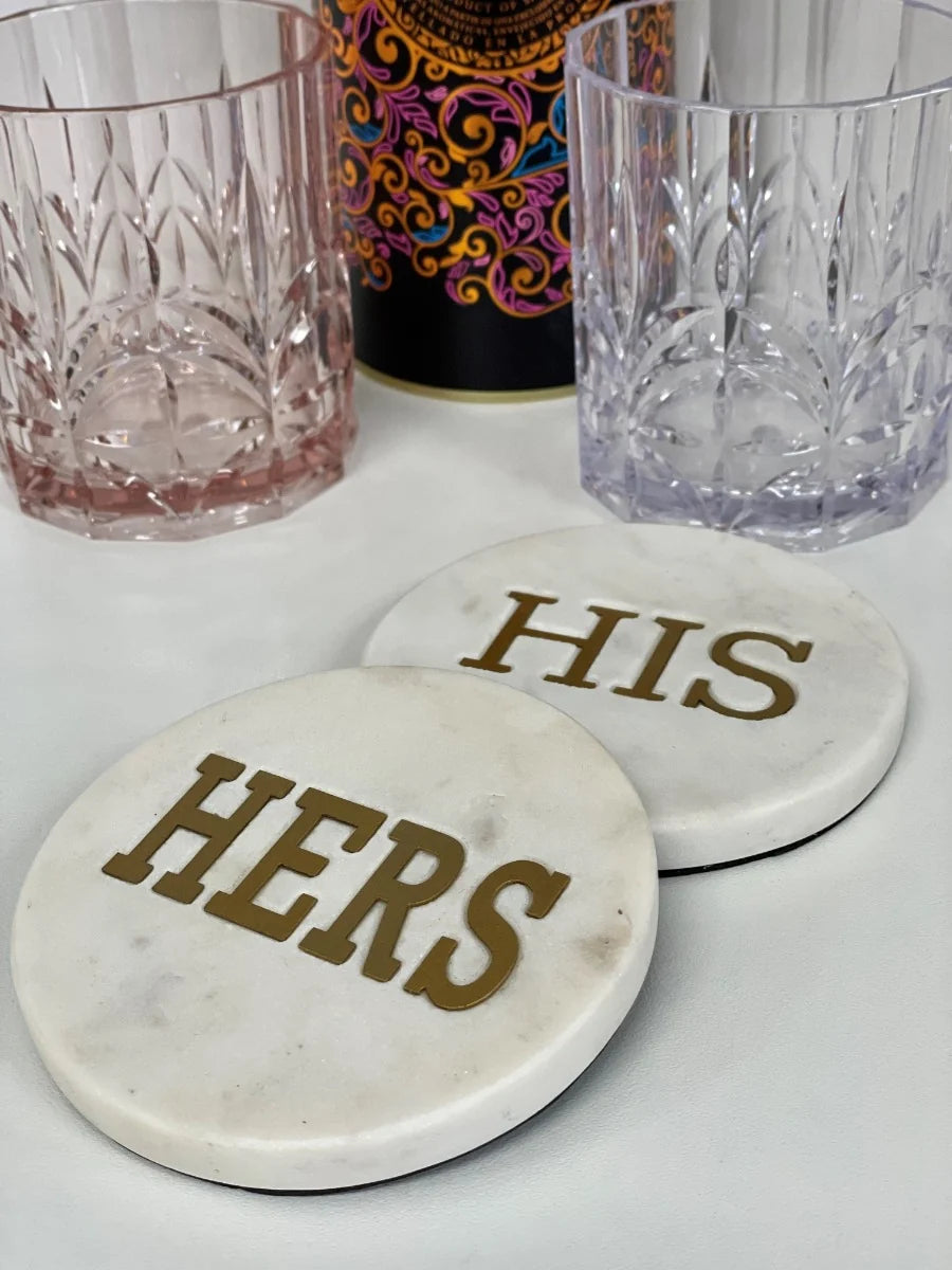 His n Hers Marble Coaster Set/2