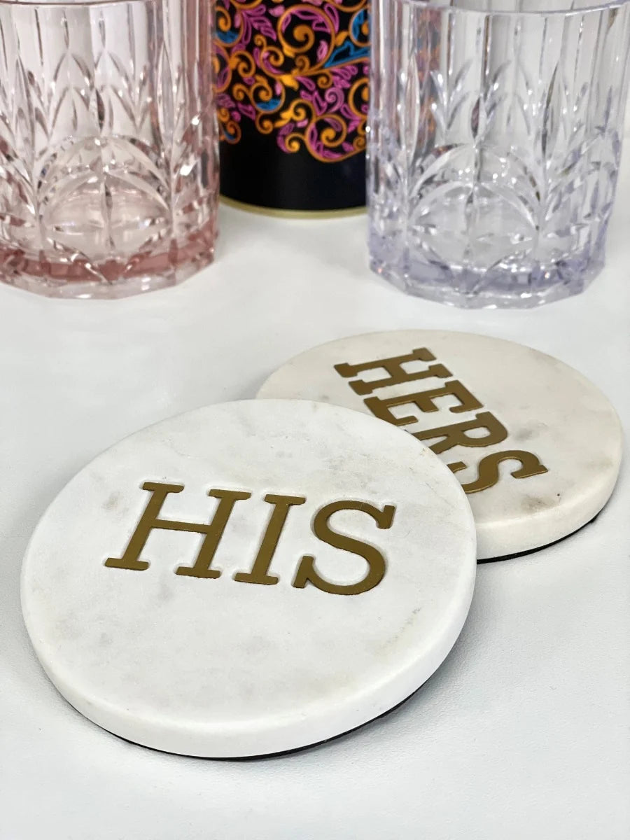 His n Hers Marble Coaster Set/2