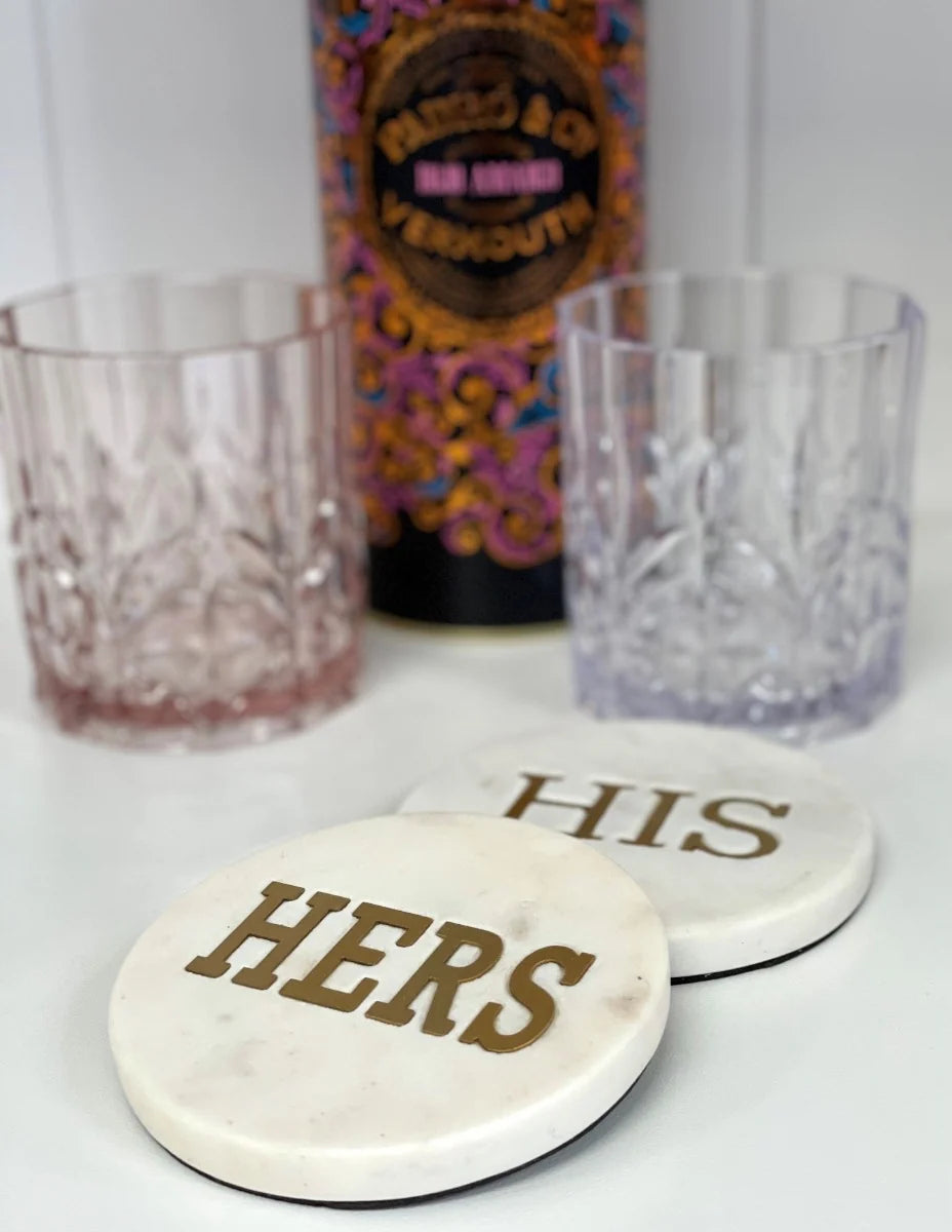 His n Hers Marble Coaster Set/2