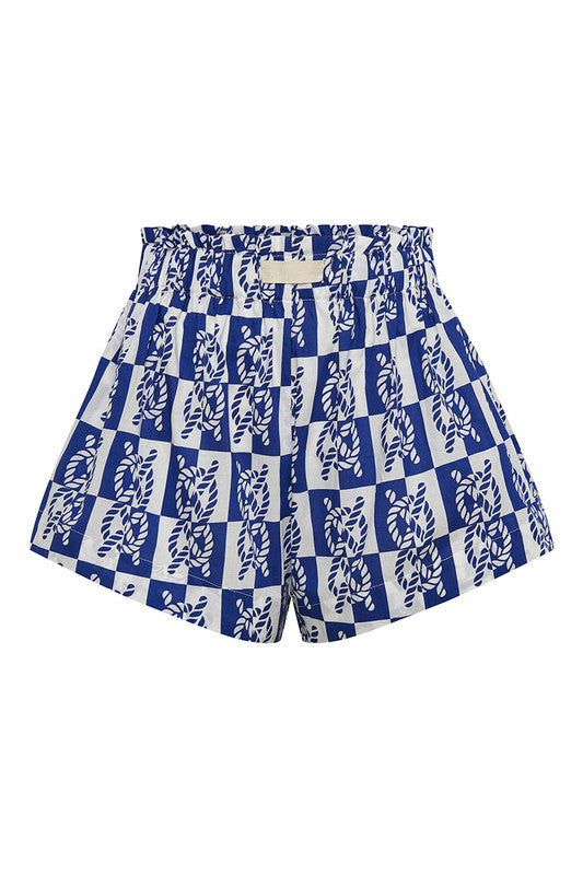 Paper Bag Short in Blue and White Pattern L/14