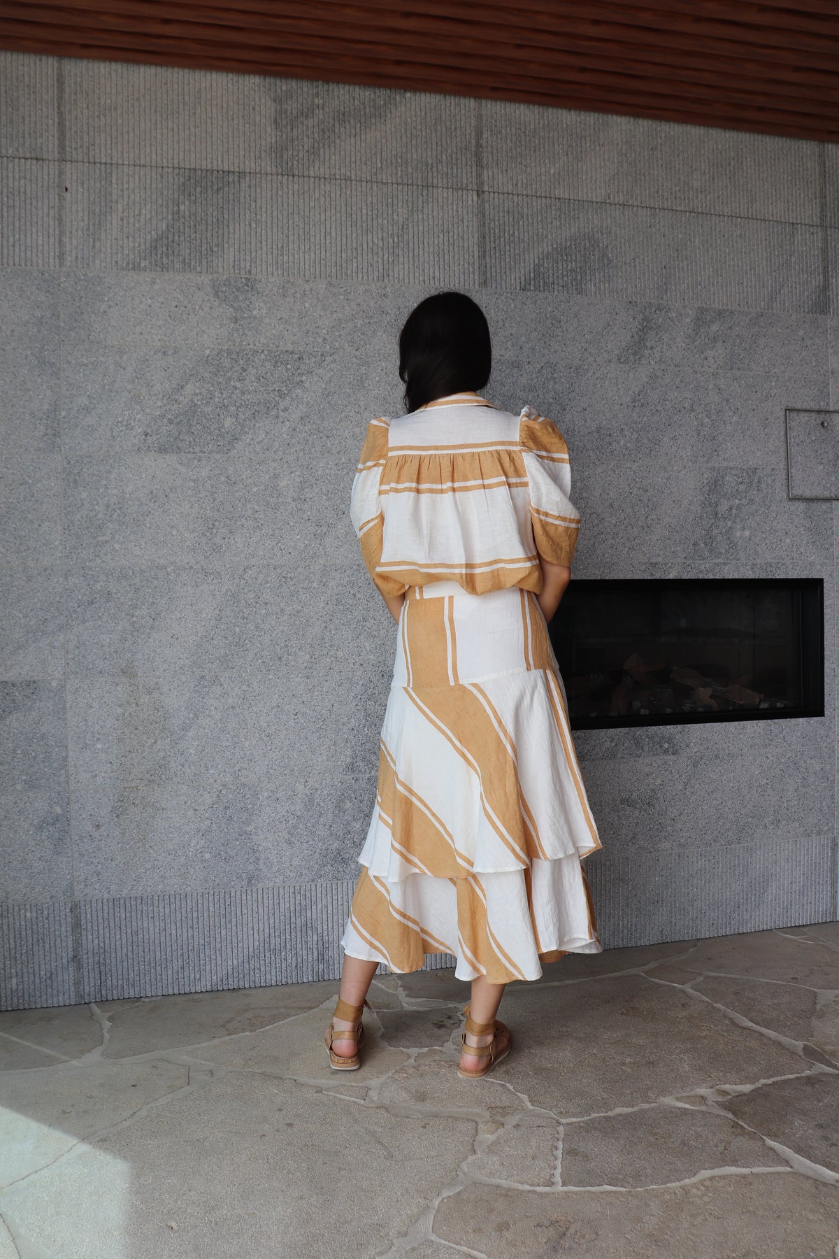 Holly Shirt Mustard & White