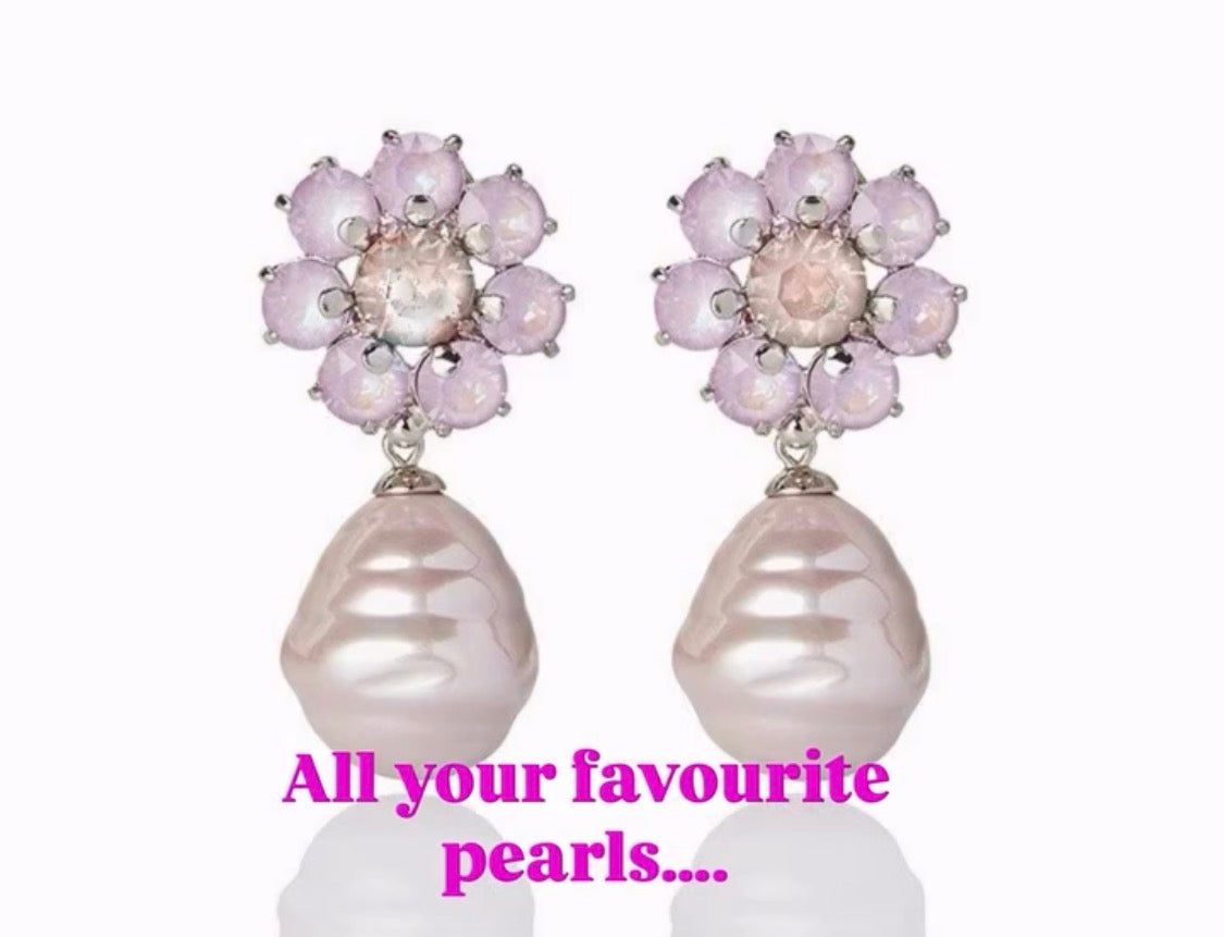 Firucci Crystal Flower and Pearl Drop Earring