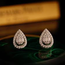 Silver White Zirconia Teardrop Cushion Cut Stud Earrings