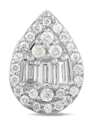 Silver White Zirconia Teardrop Cushion Cut Stud Earrings