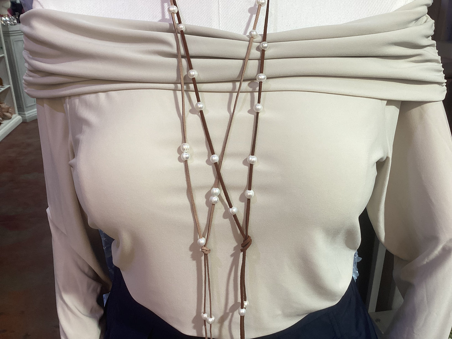 Freshwater pearl and leather necklace, assorted
