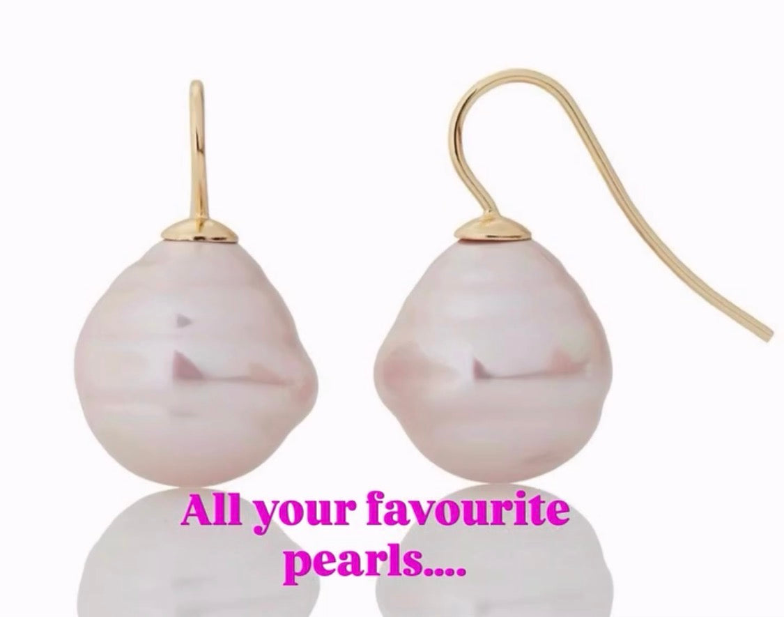 Firucci Baroque Pearl Earrings Pink/Gold