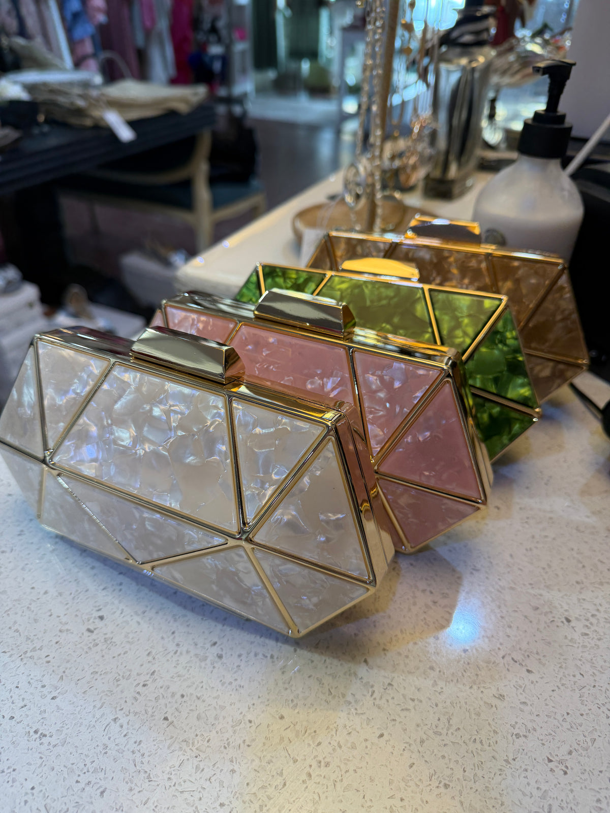 Lux Acrylic Marble Clutch