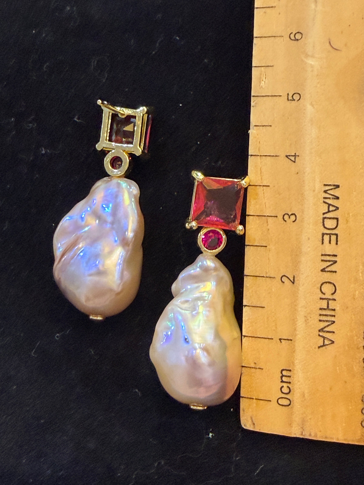 Pink Baroque Pearl & Zircon Earring