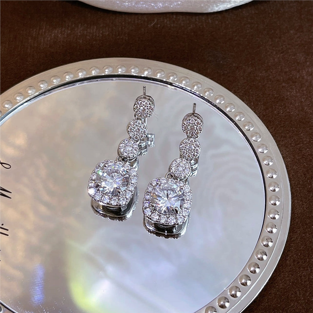 Silver & Blue Zirconia Primness Drop Earrings