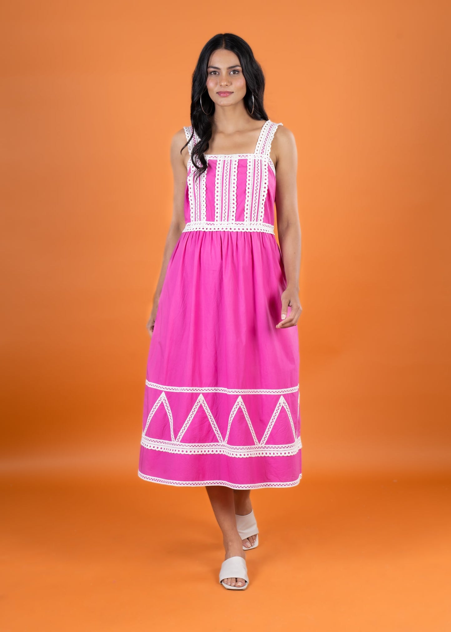 Poplin Strap Lace Dress