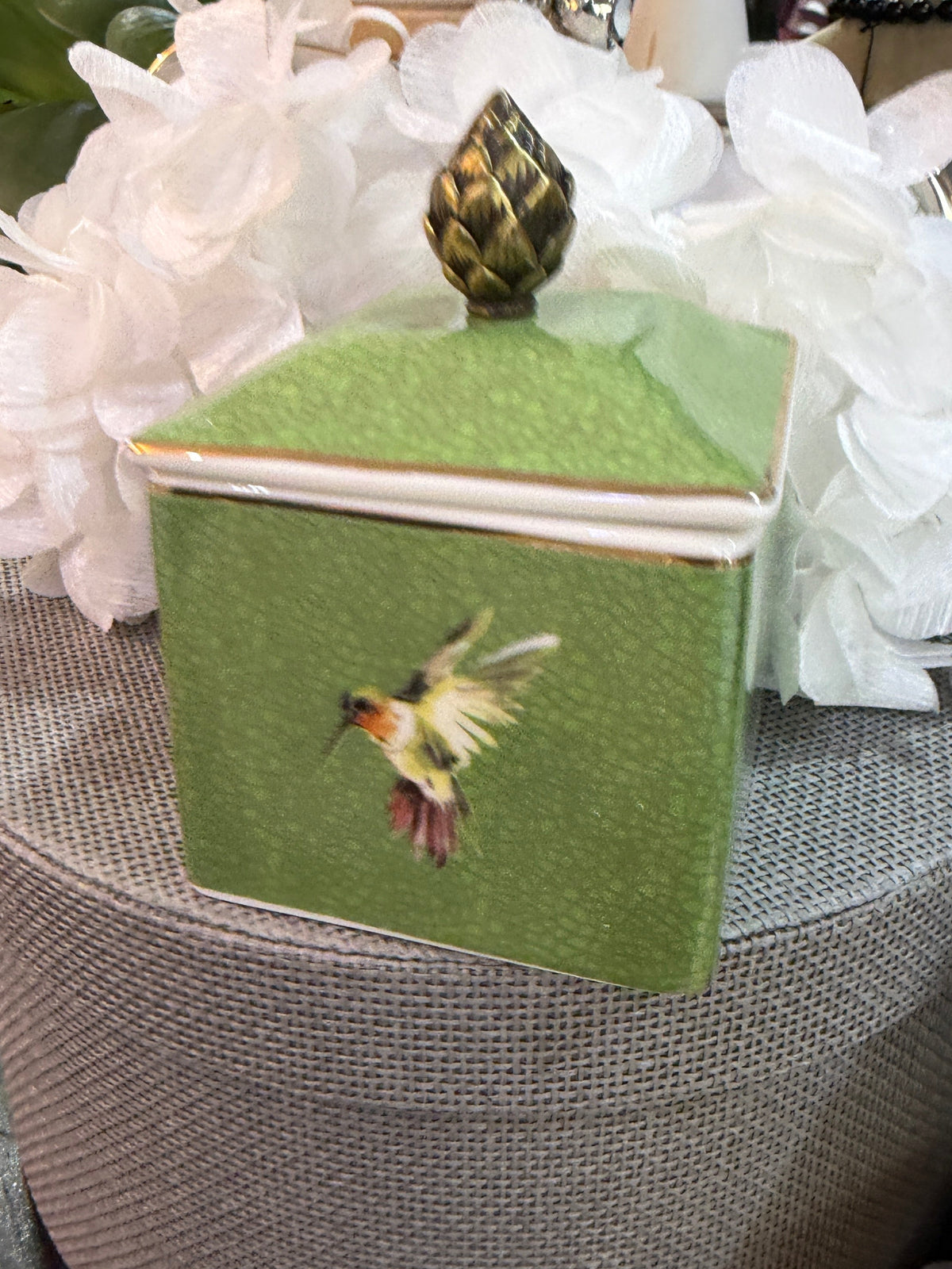 Oiseaux Trinket Dish W Brass Motif