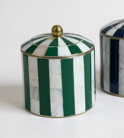 ST TROPEZ STRIPE DECOR BOX EMERALD ROUND