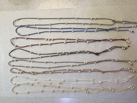 Freshwater pearl and leather necklace, assorted