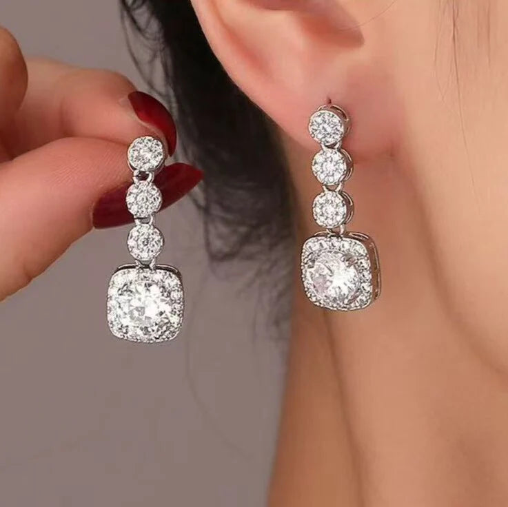 Silver & Blue Zirconia Primness Drop Earrings