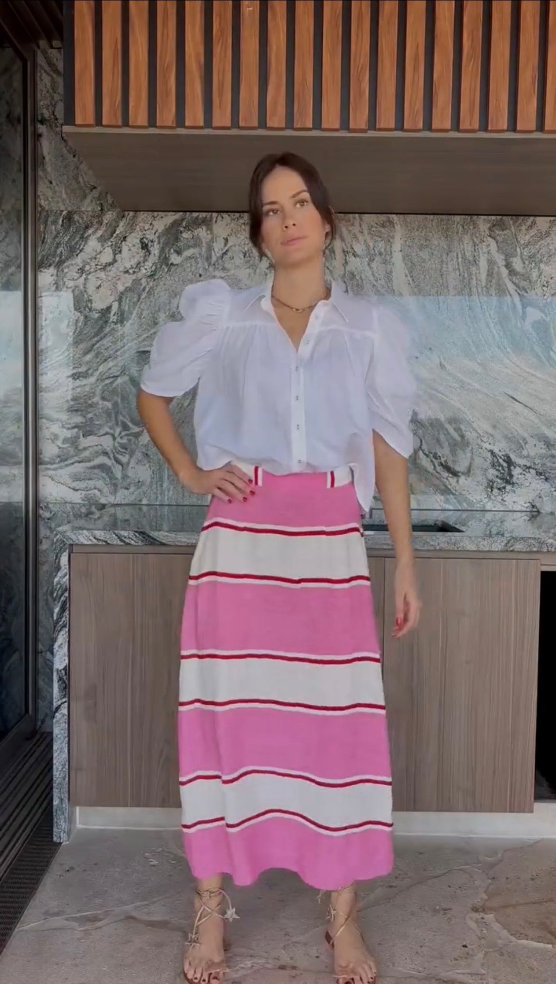 Voila Skirt Pink & White
