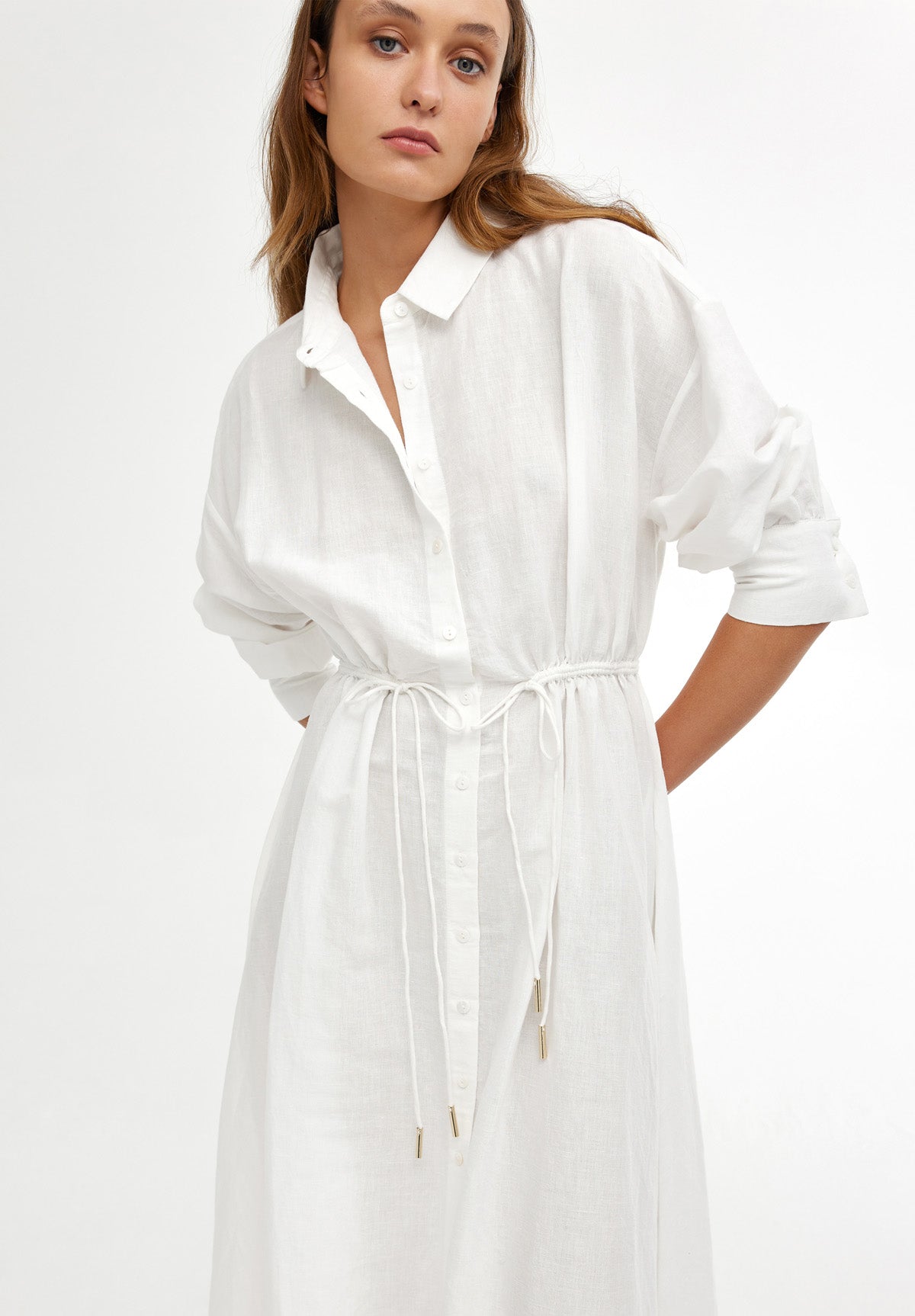 Isla Shirt Dress Ivory M/Au14-16
