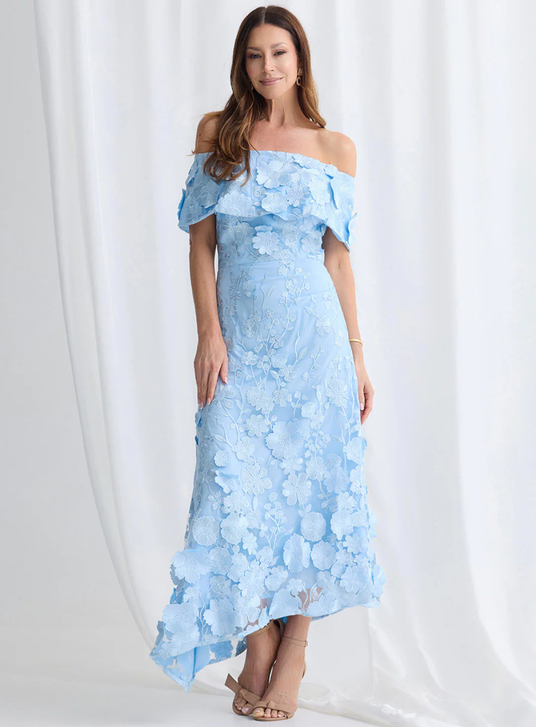 Benni Off Shoulder Dress- Sky