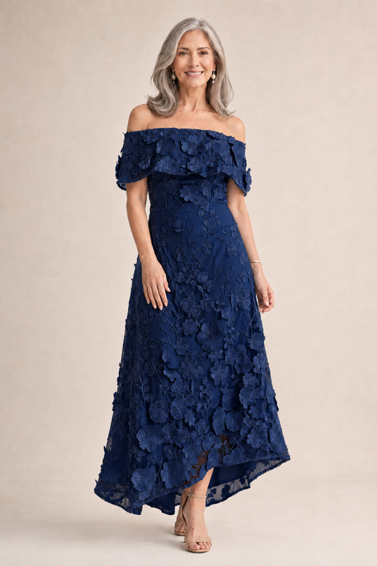 Benni Off Shoulder Dress- Navy